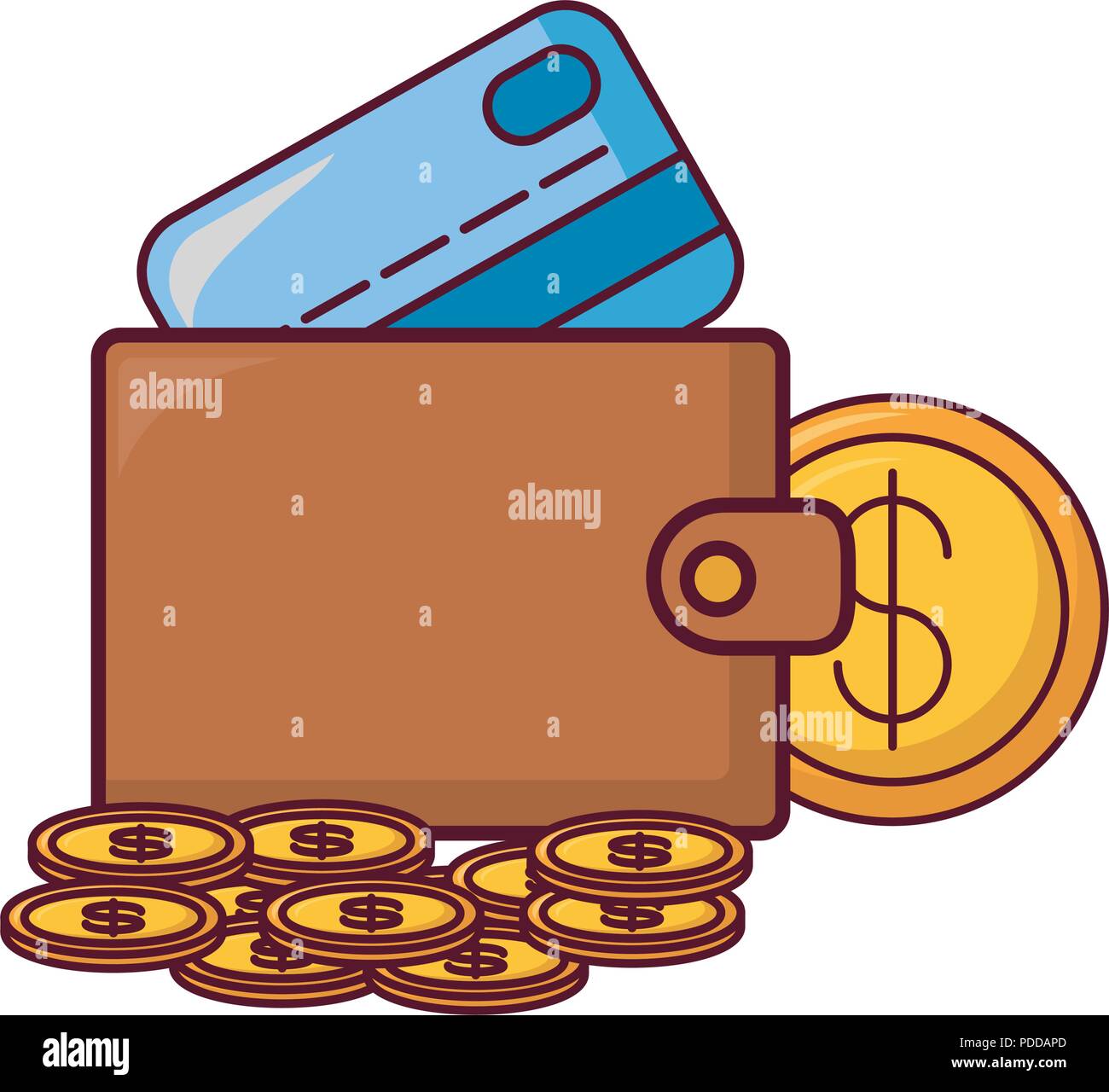 wallet with credit card and money over white background, vector ...