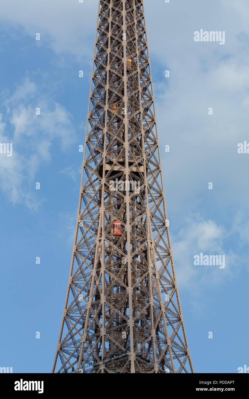 Eiffel tower elevator and structure close-up Stock Photo