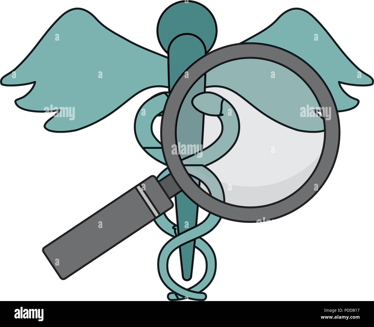 medical symbol and magnifying glass icon over white background, vector ...