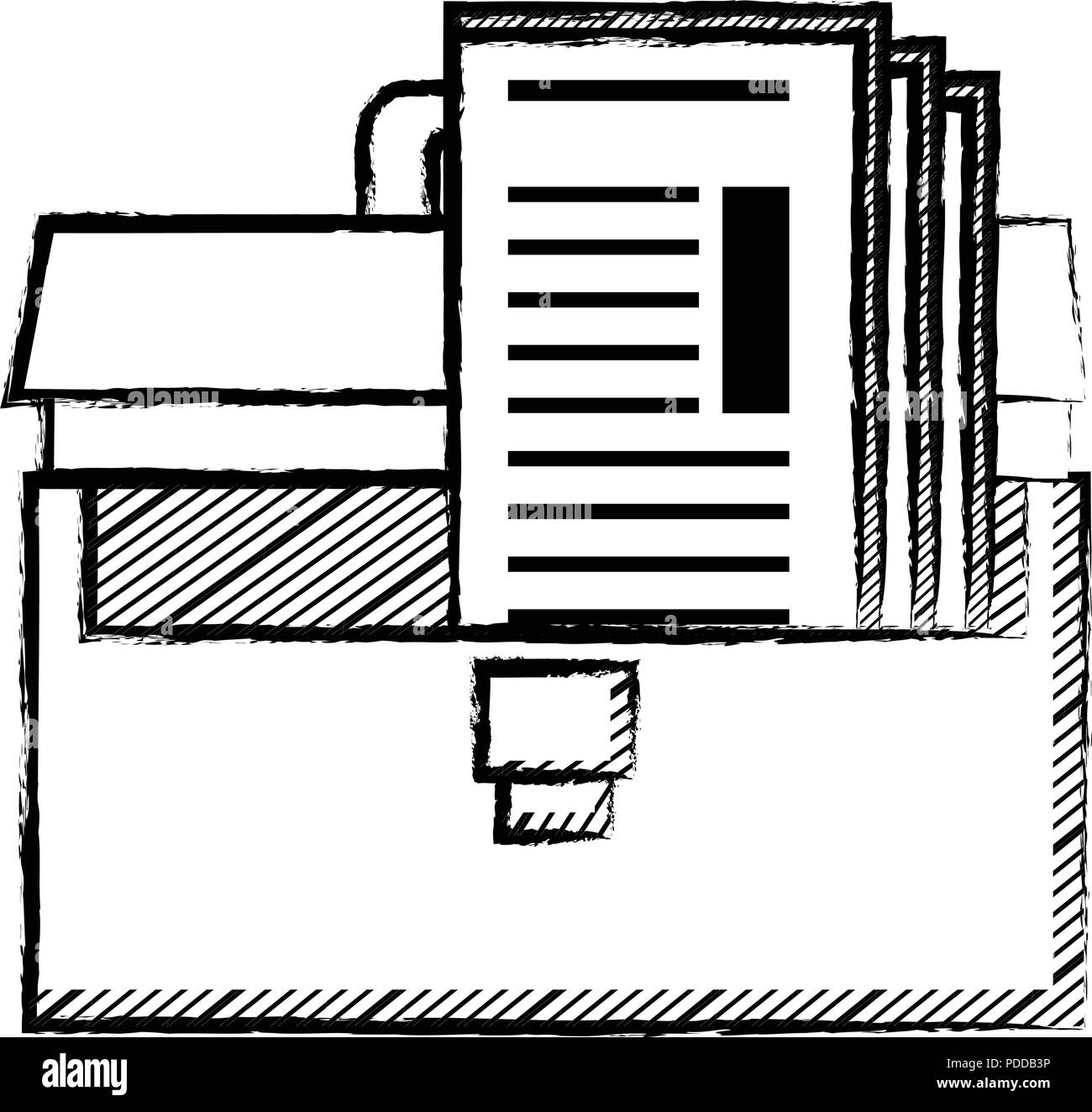 briefcase with documents over white background, vector illustration
