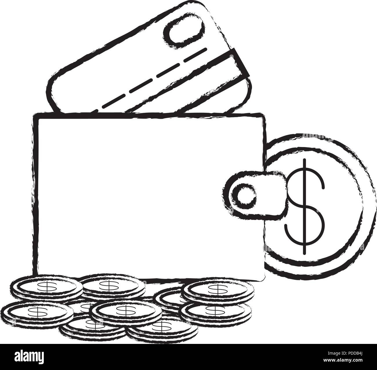 wallet with credit card and money over white background, vector ...