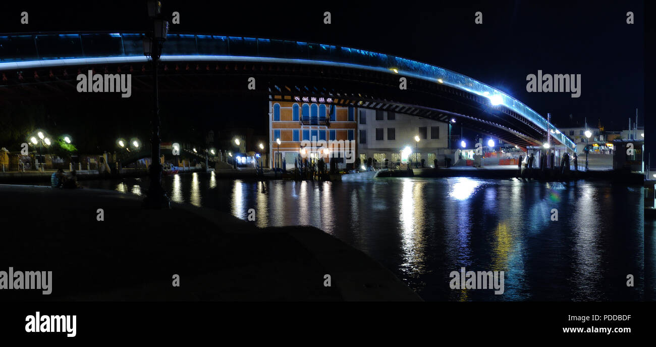 The Calatrava bridge of Venice in the night without people Stock Photo