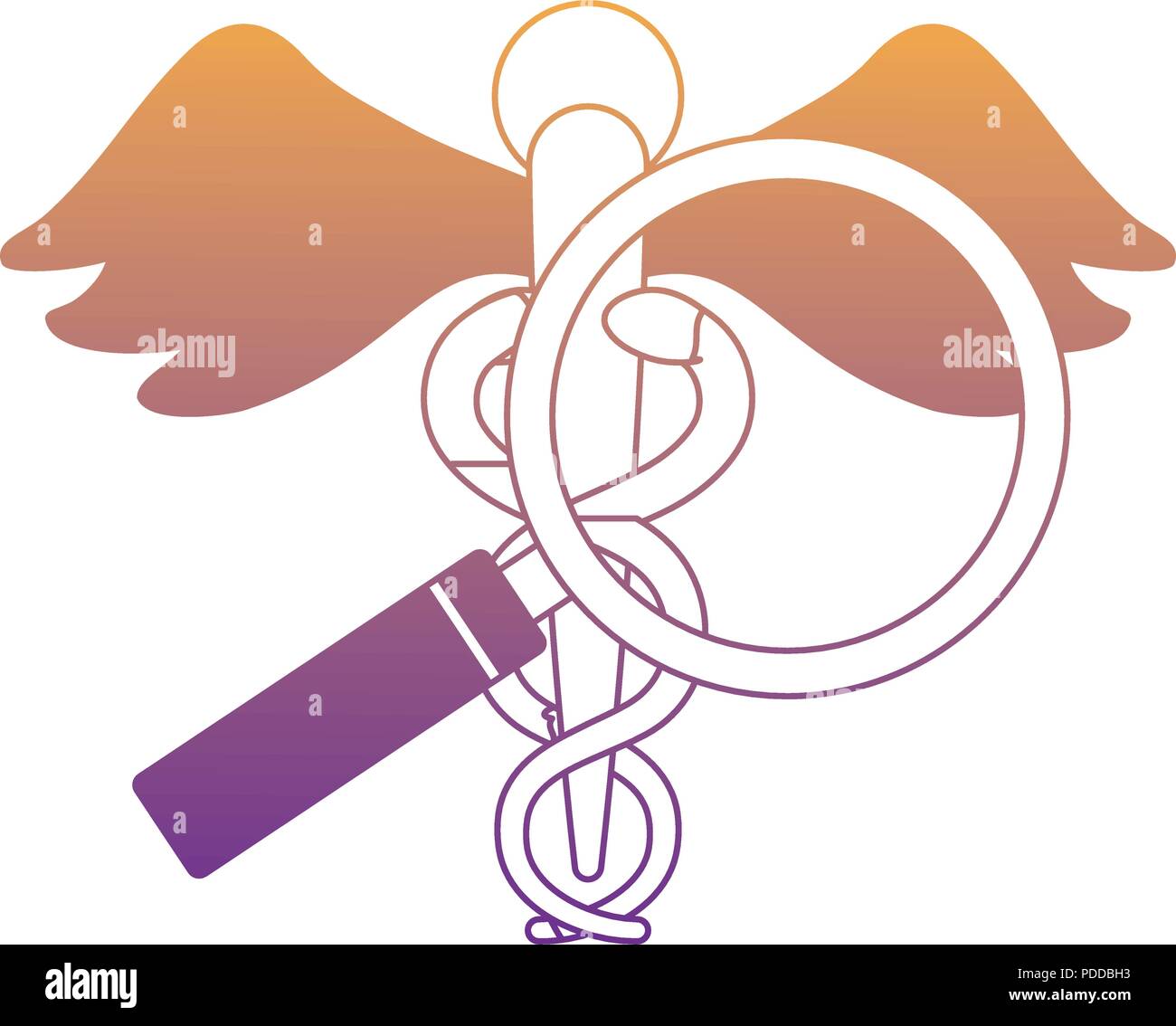 medical symbol and magnifying glass icon over white background, vector ...