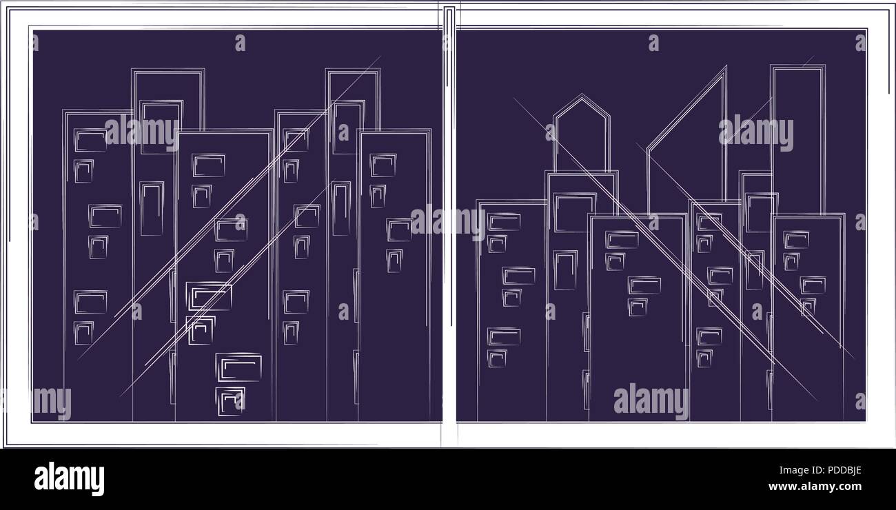 window with city view over white background, vector illustration Stock ...