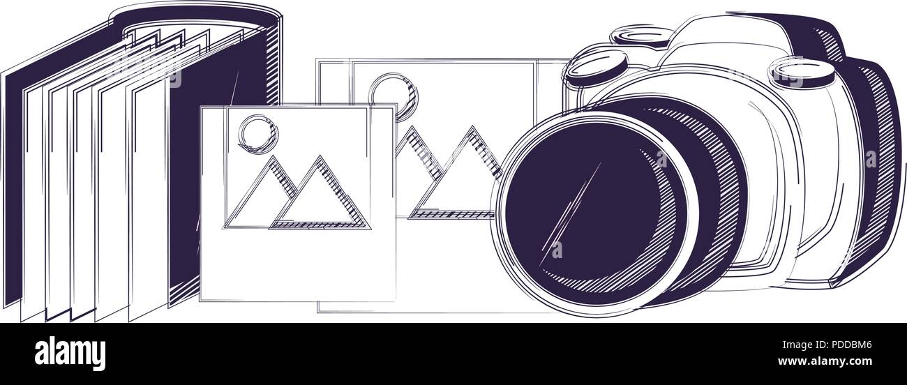 photographic-camera-and-photo-albums-over-white-background-vector