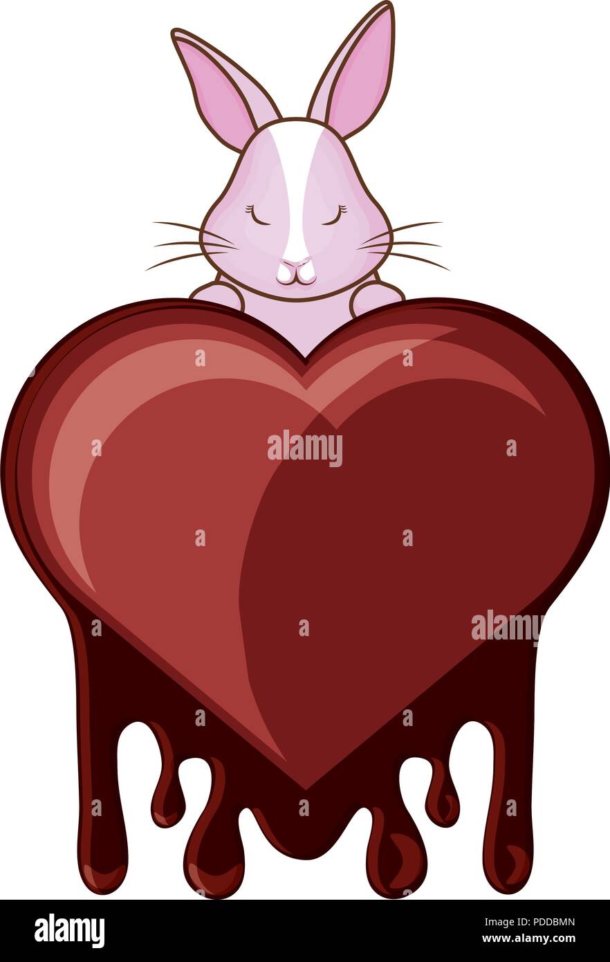 happy easter design with cute rabbit and chocolate heart melted over ...