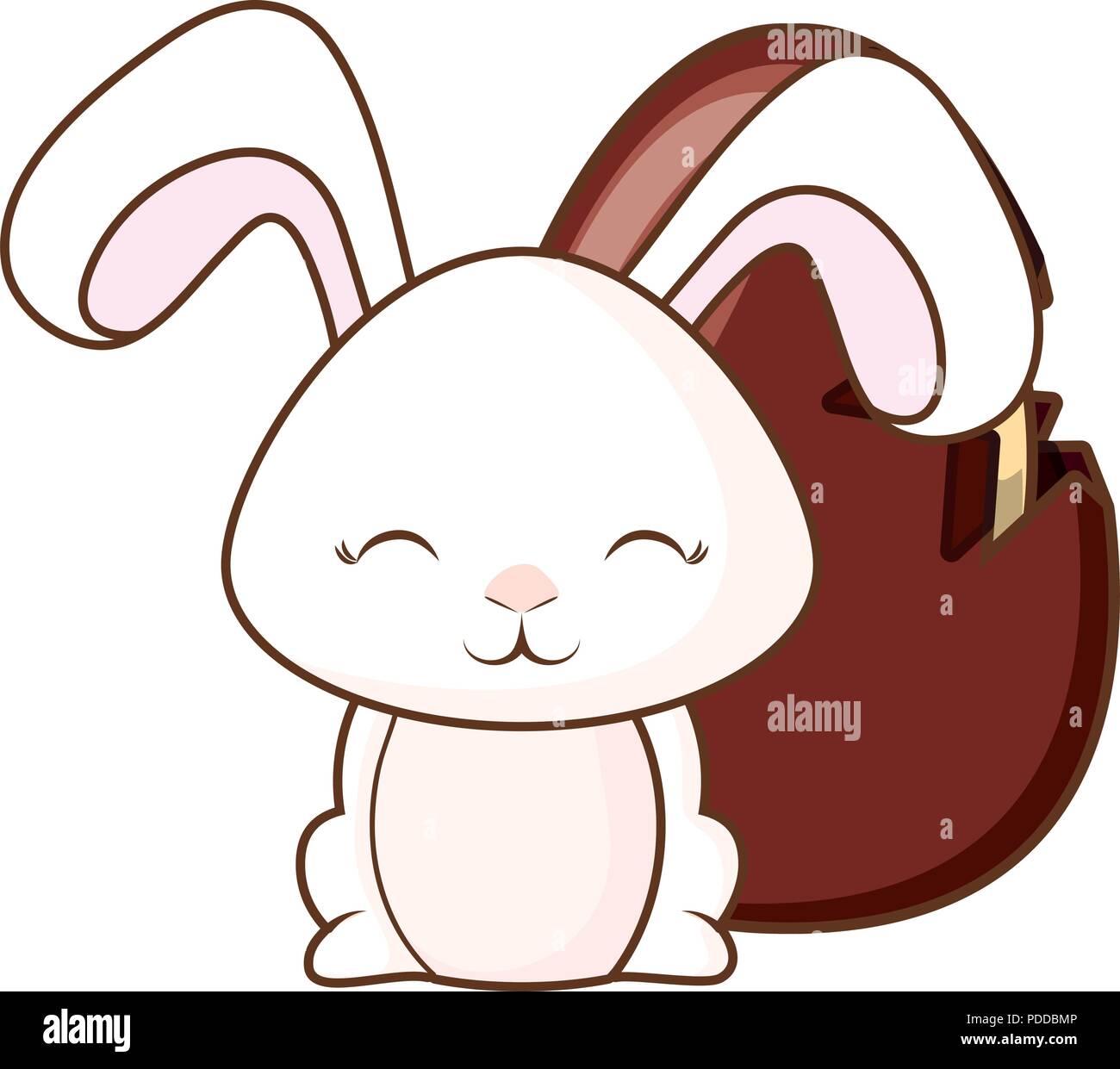 happy easter design with cute rabbit and chocolate egg over white ...
