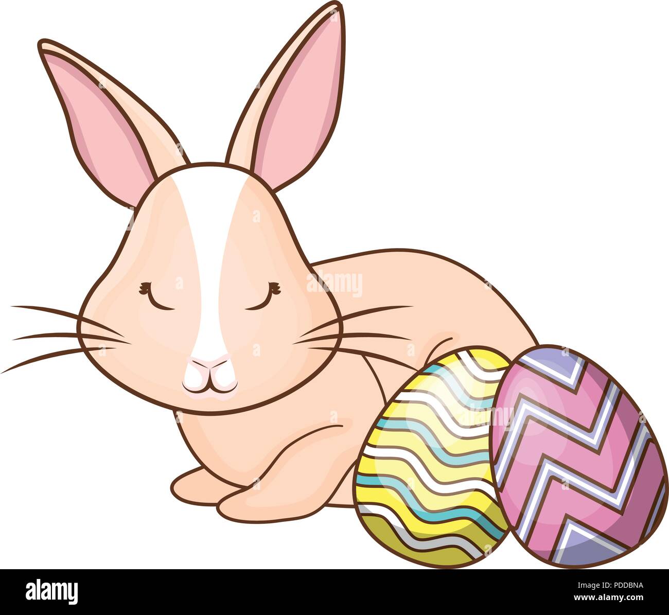 happy easter design with cute rabbit and easter eggs over white ...