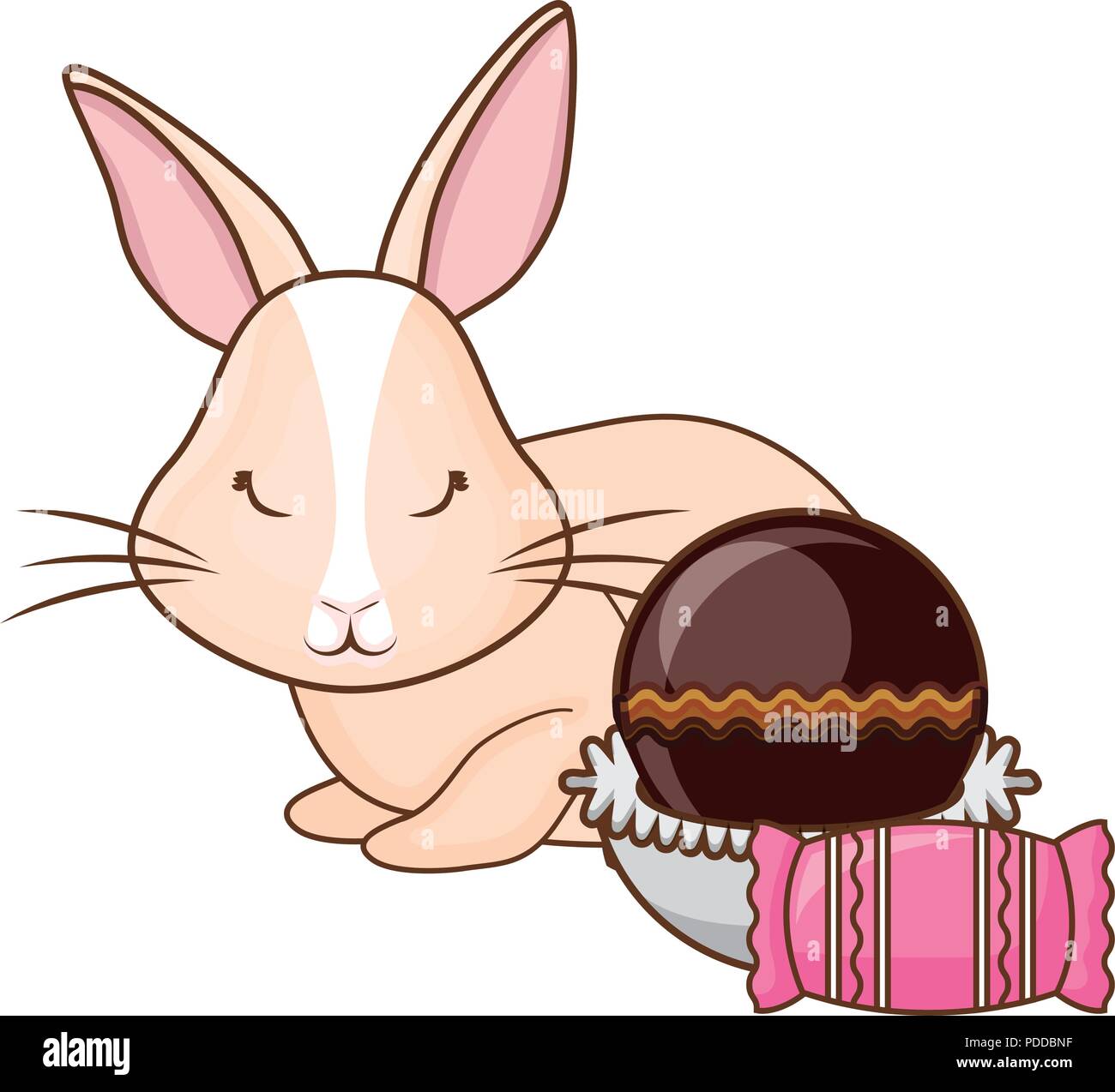 happy easter design with cute rabbit and chocolate candies over white ...