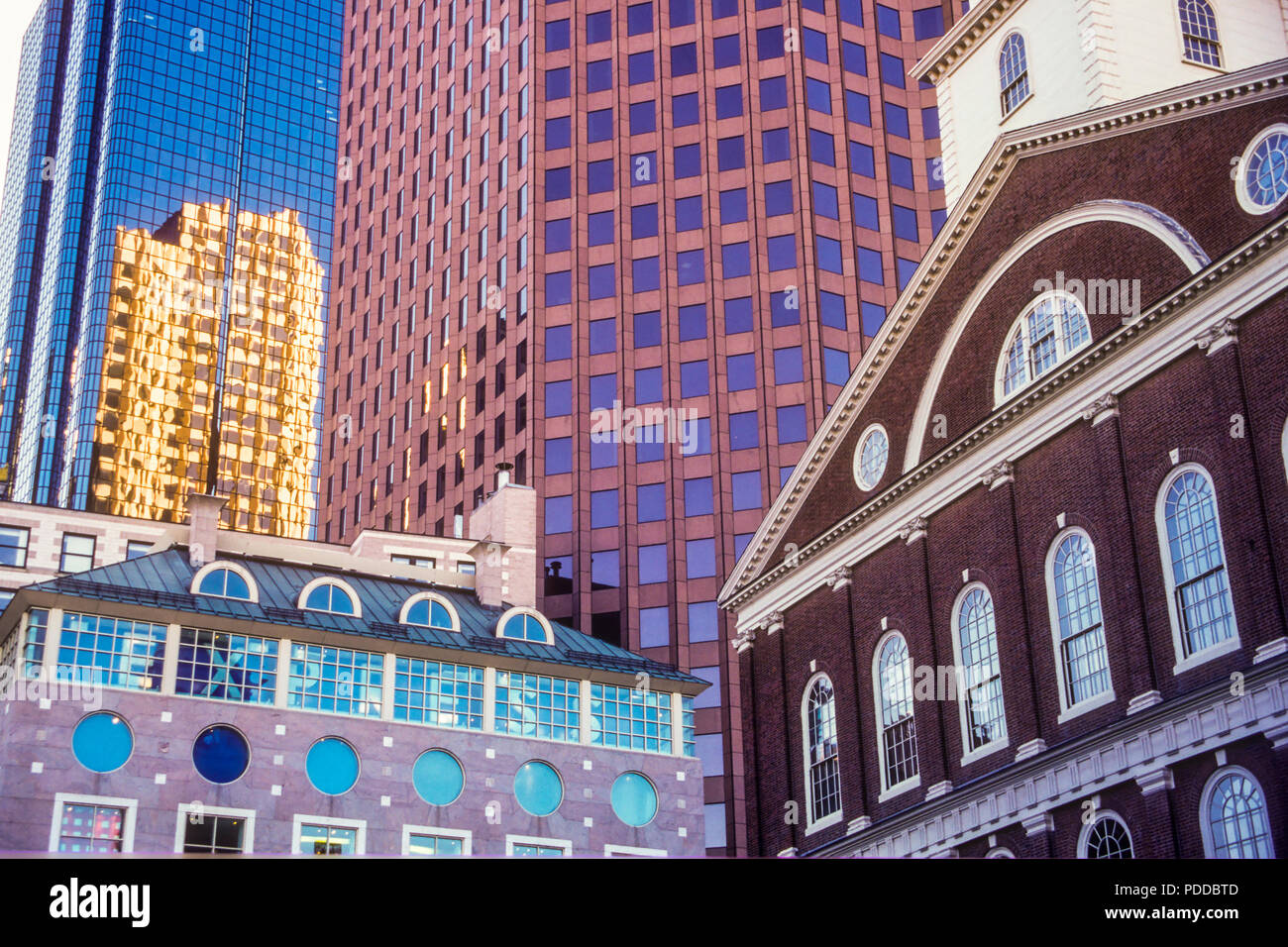 Downtown Boston skyscrapers and Faneuil Hall Stock Photo Alamy