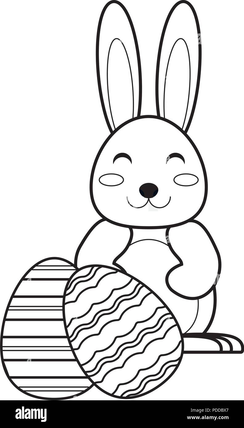 happy easter design with cute rabbit and easter eggs over white ...