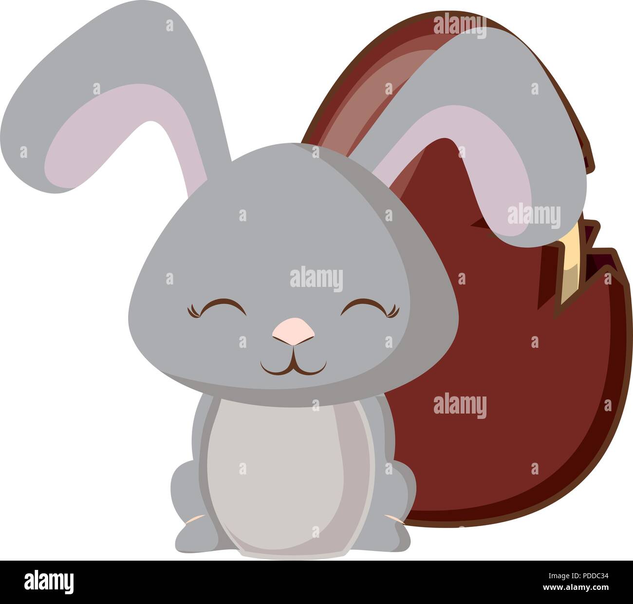 happy easter design with cute rabbit and chocolate egg over white ...