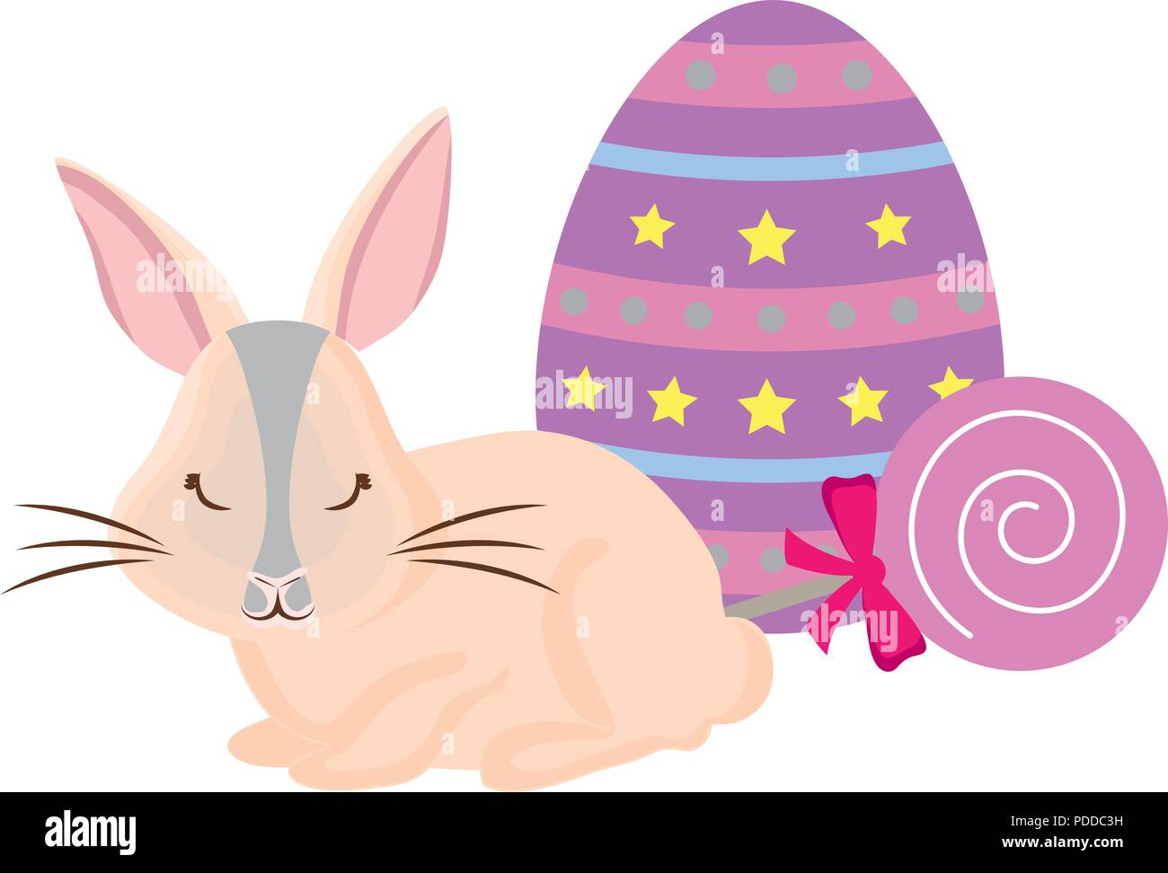 cute rabbit with easter egg and candies over white background, vector ...