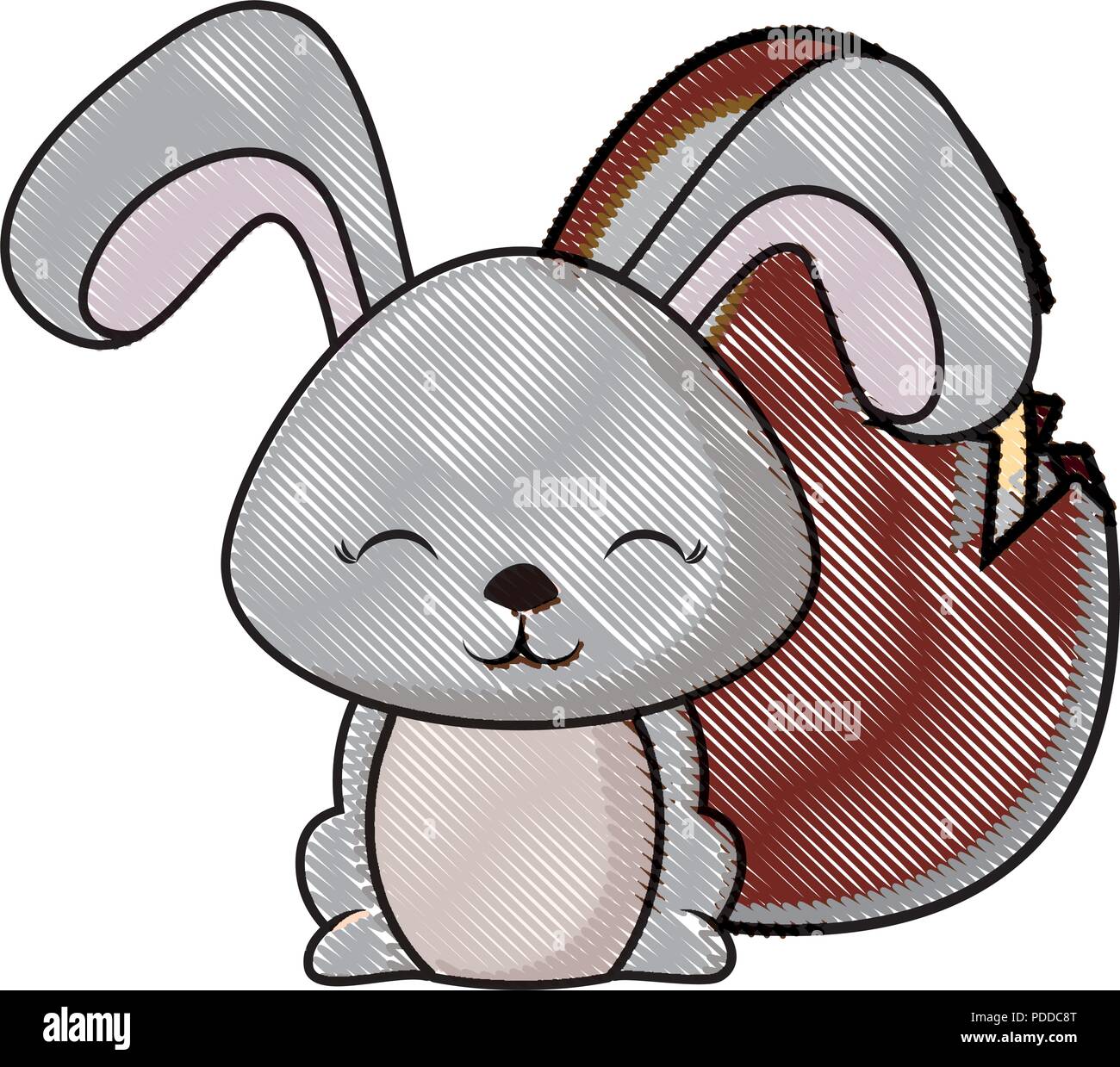 happy easter design with cute rabbit and chocolate egg over white ...