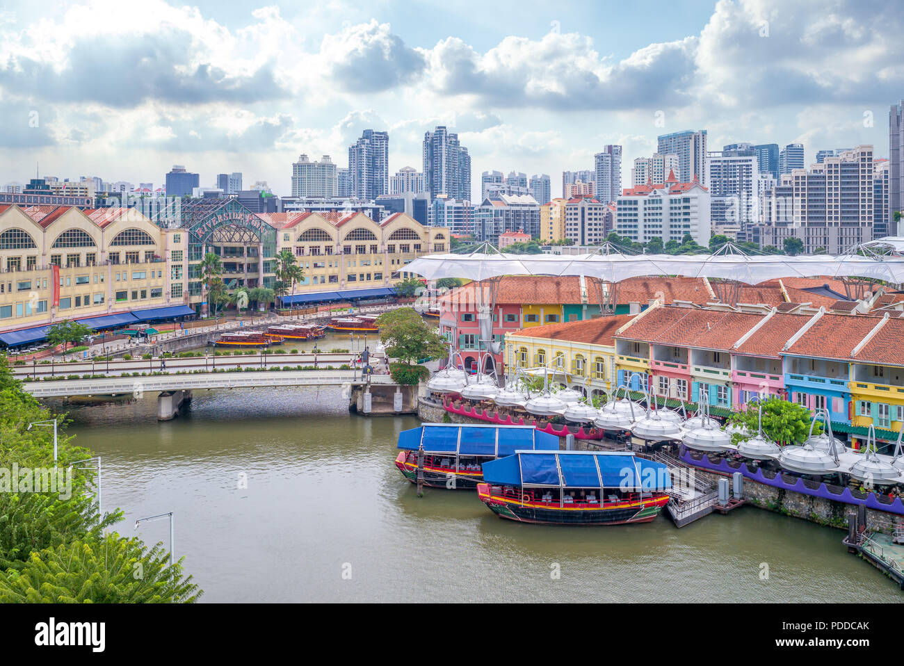 aerial view of Clarke Quay in singapore Stock Photo