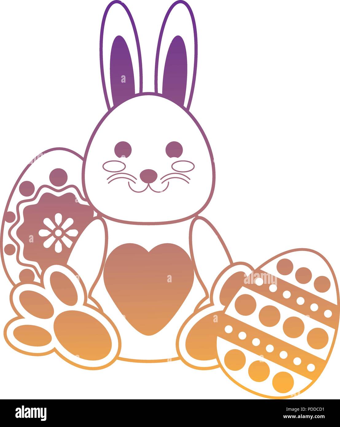 cute bunny and easter eggs over white background, vector illustration ...