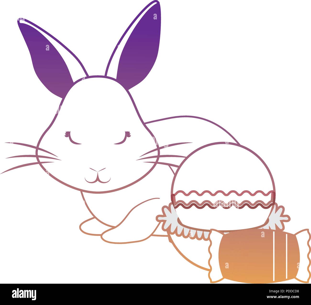 happy easter design with cute rabbit and chocolate candies over white ...
