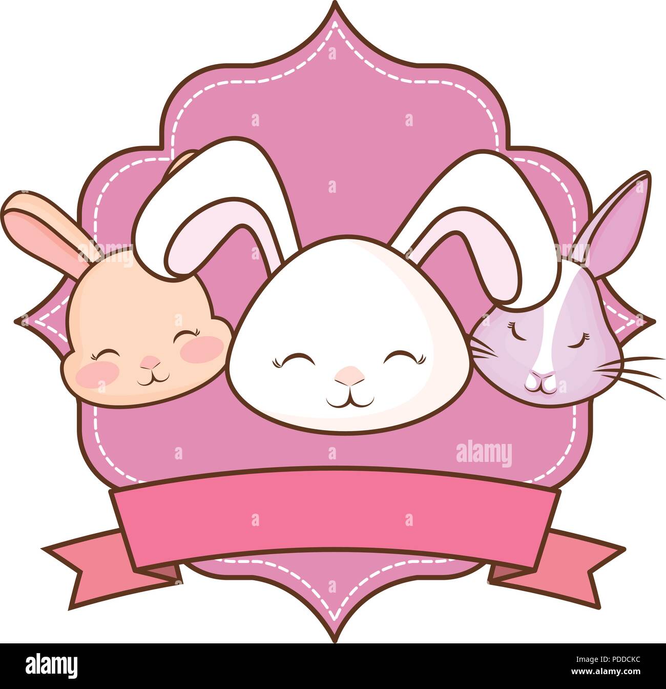 decorative arabic frame with cute rabbits over white background, vector ...