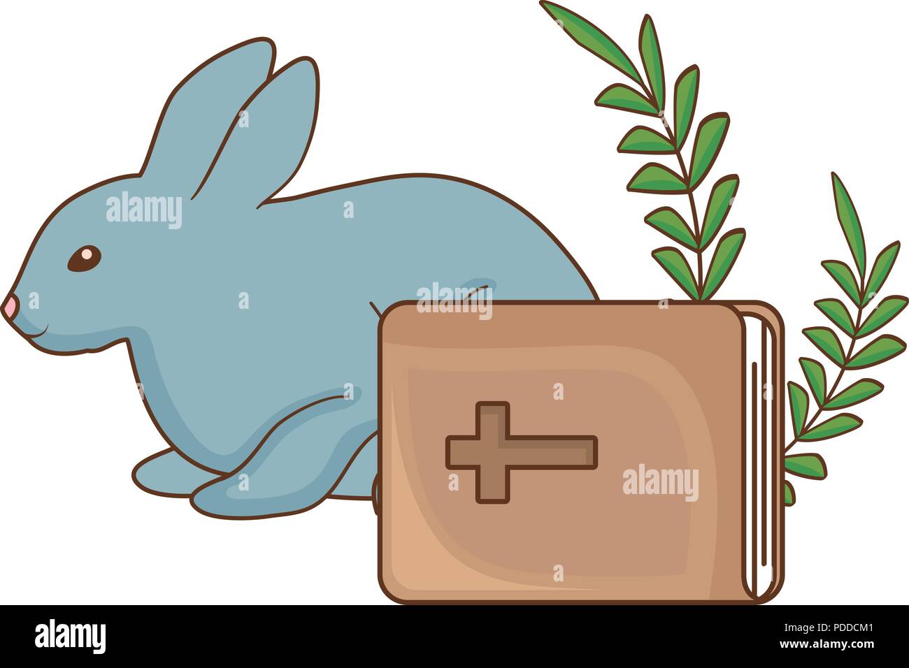 bible and cute rabbit over white background, vector illustration Stock