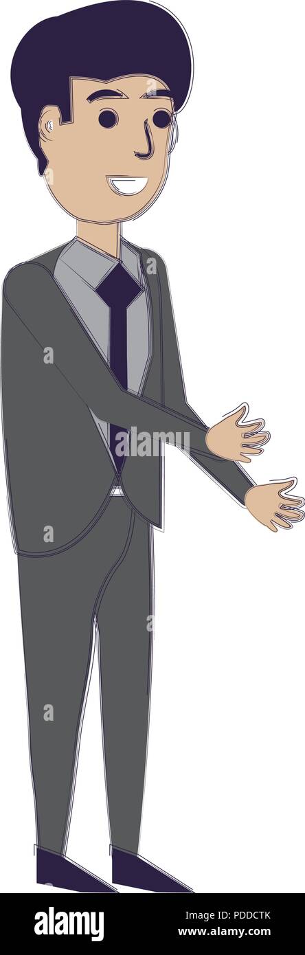 cartoon businessman icon over white background, vector illustration ...