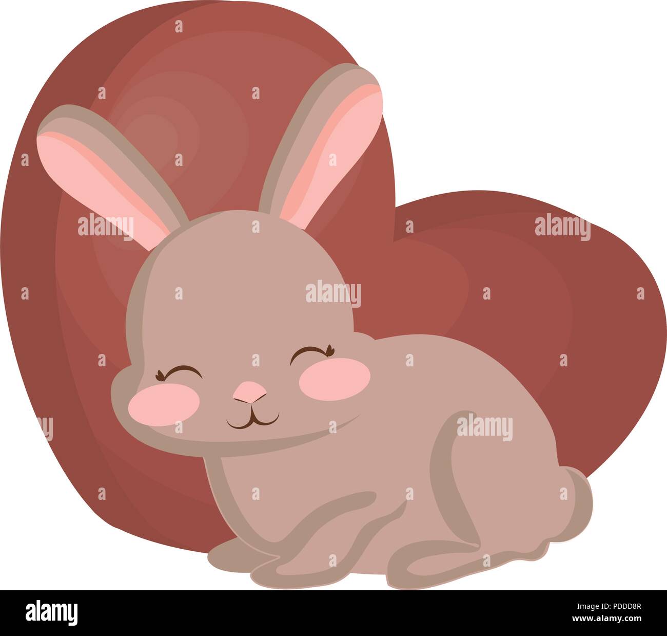 cute rabbit and chocolate heart over white background, vector illustration Stock Vector