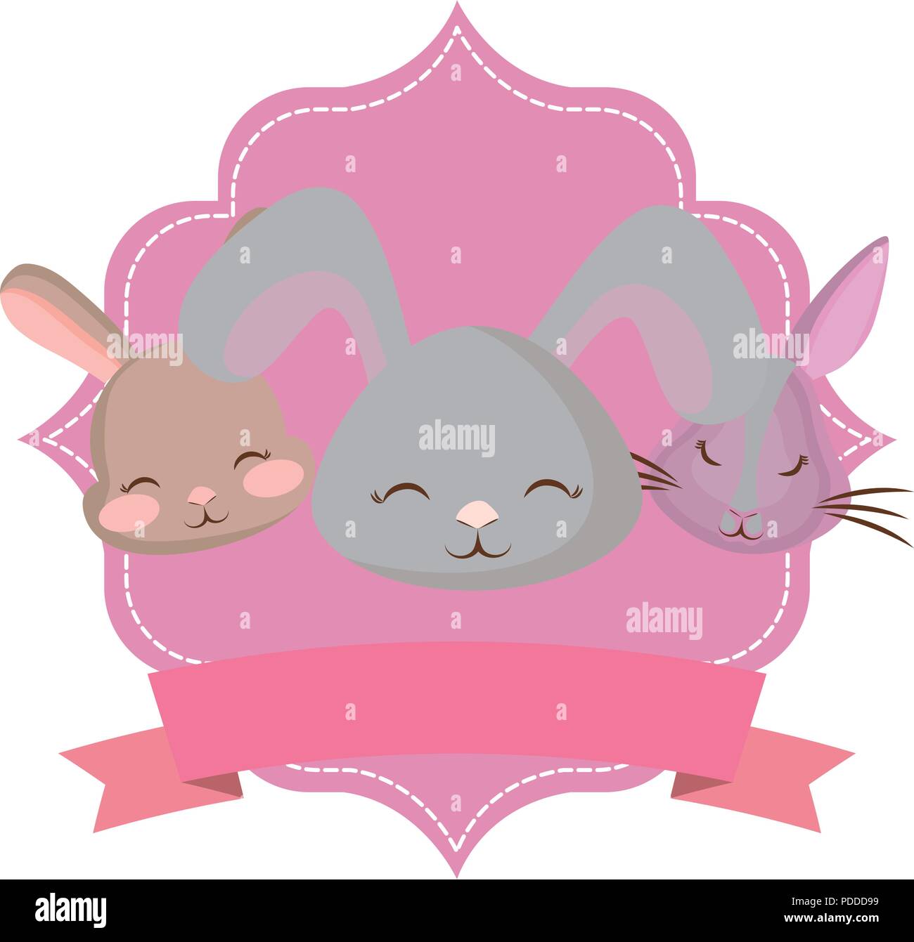 decorative arabic frame with cute rabbits over white background, vector ...