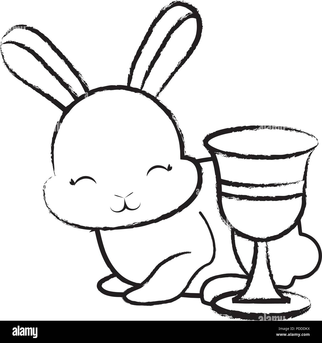 cute rabbit and holy grail over white background, vector illustration ...