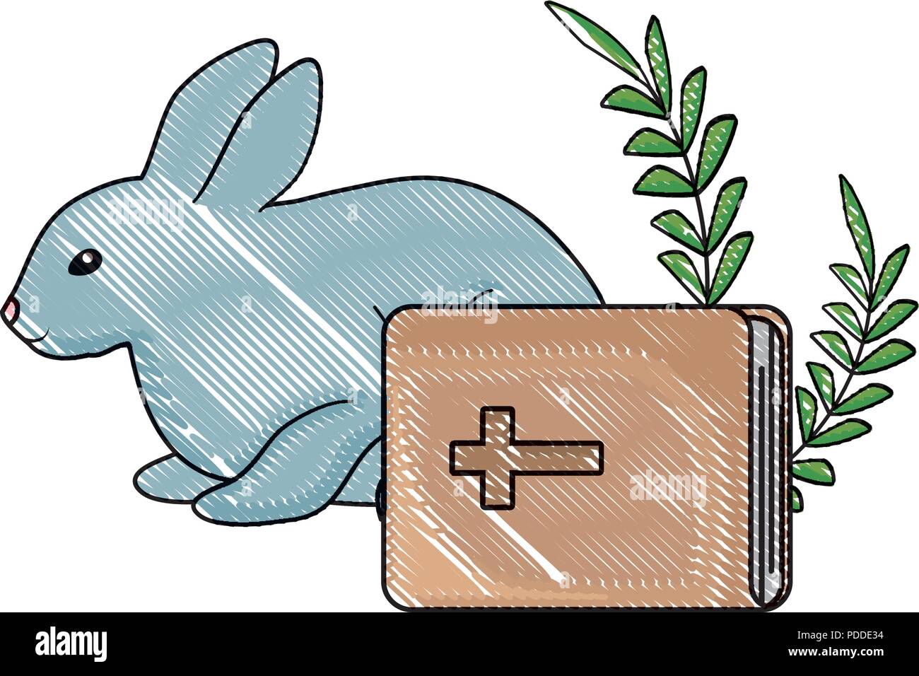 bible and cute rabbit over white background, vector illustration Stock