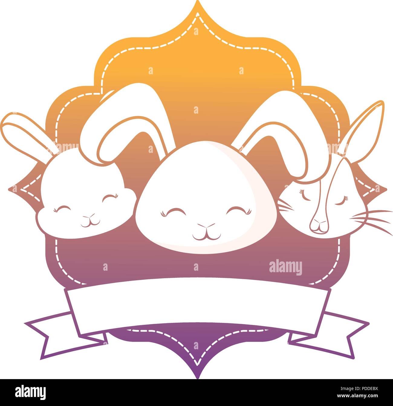 decorative arabic frame with cute rabbits over white background, vector ...