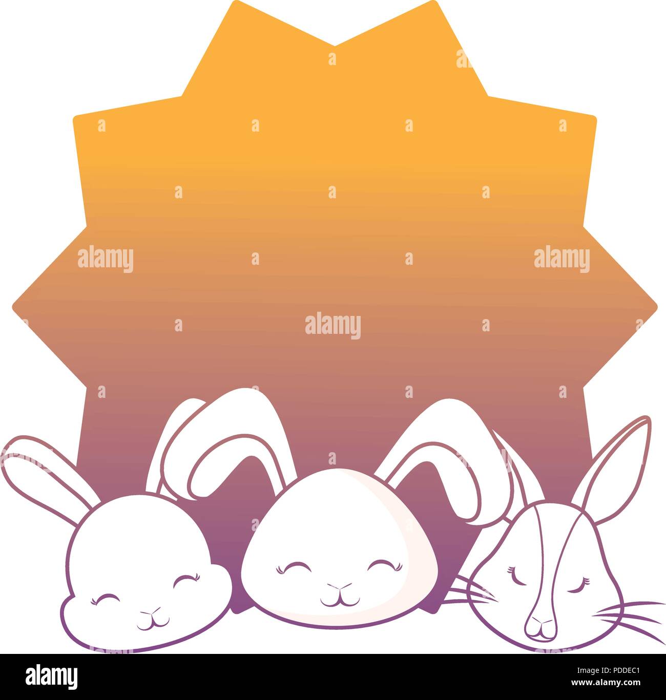 seal stamp with cute rabbits over white background, vector illustration ...
