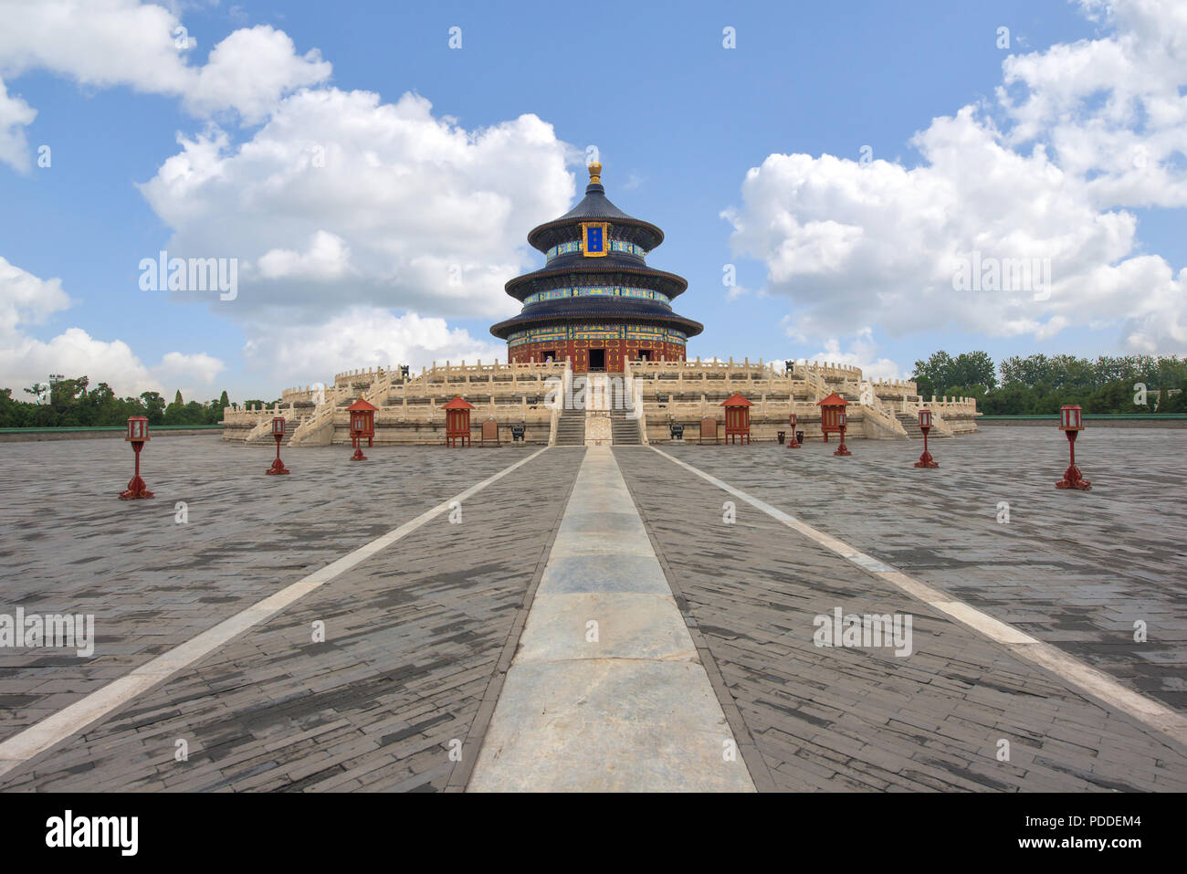 Wonderful and amazing Beijing temple - Temple of Heaven in Beijing, China. Hall of Prayer for Good Harvest. Stock Photo