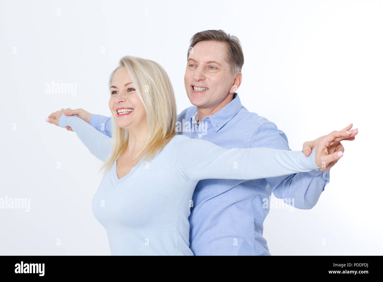 Happy smiling couple in love. Isolated on white background Stock Photo ...