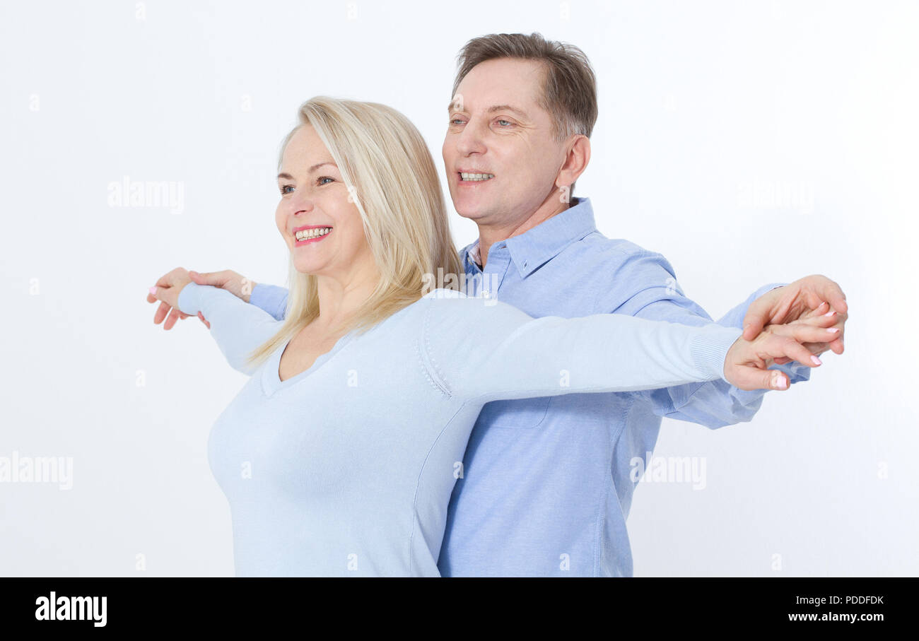 Happy smiling couple in love. Isolated on white background Stock Photo ...