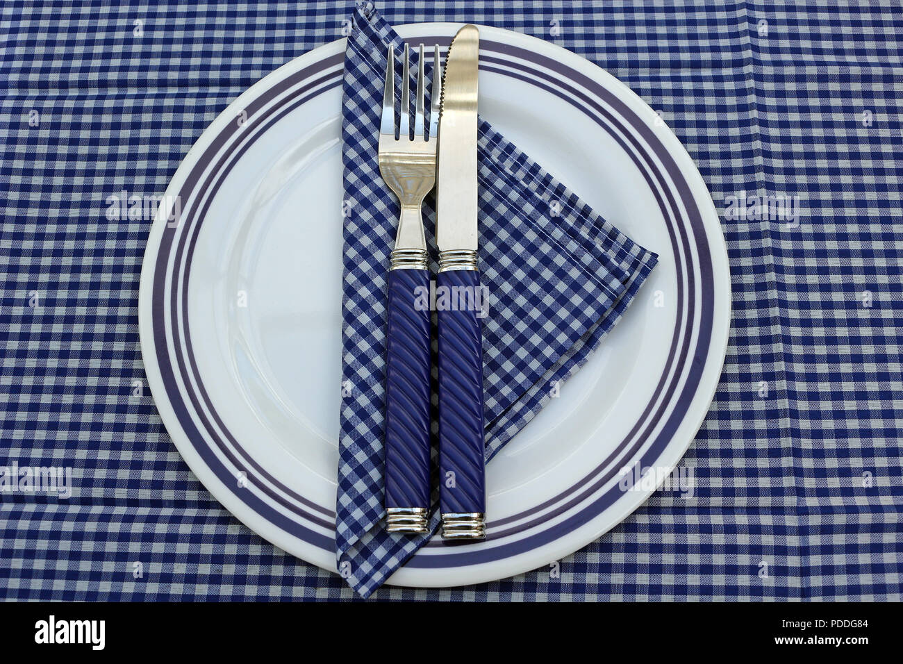 Place setting at a table or for a picnic Stock Photo