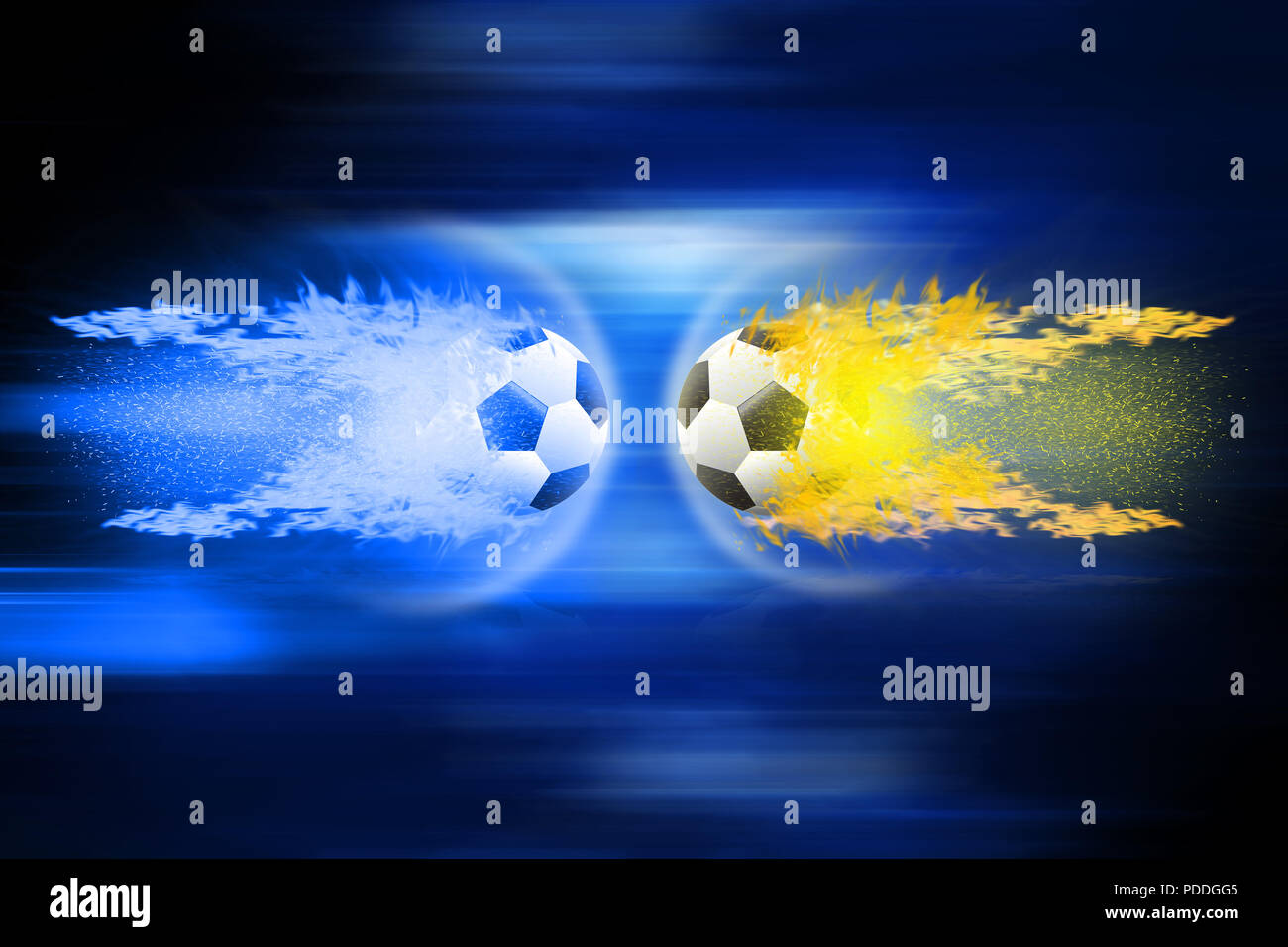 football soccer balls. burning fire flames football Stock Photo - Alamy