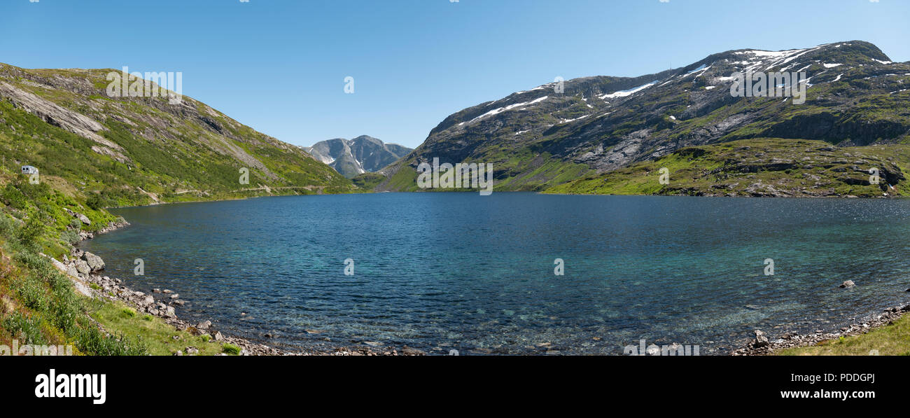 Lake on the high fells above Sognefjord at Gaularfjellet, Norway. Stock Photo