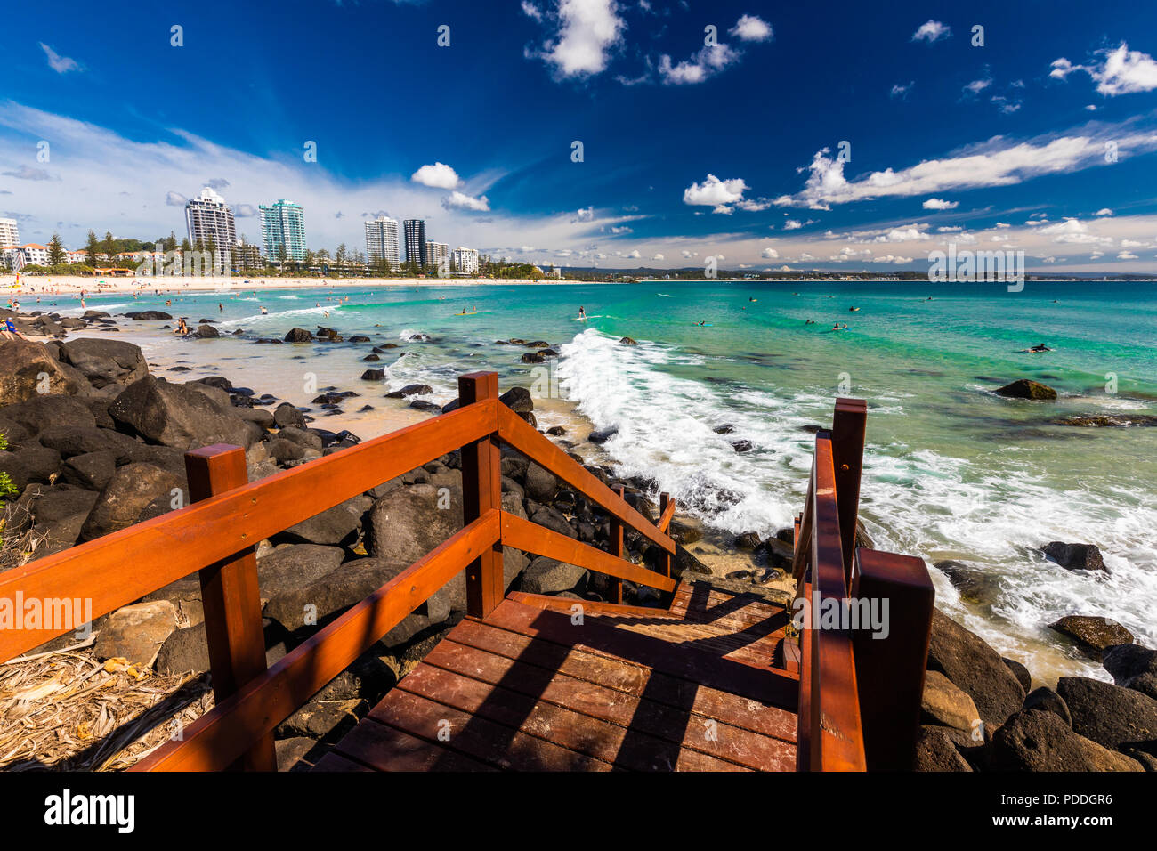 COOLANGATTA, AUS - MAY 01 2017, Coolangatta beach and Rainbow Bay, Gold Coast, Queensland, Australia Stock Photo