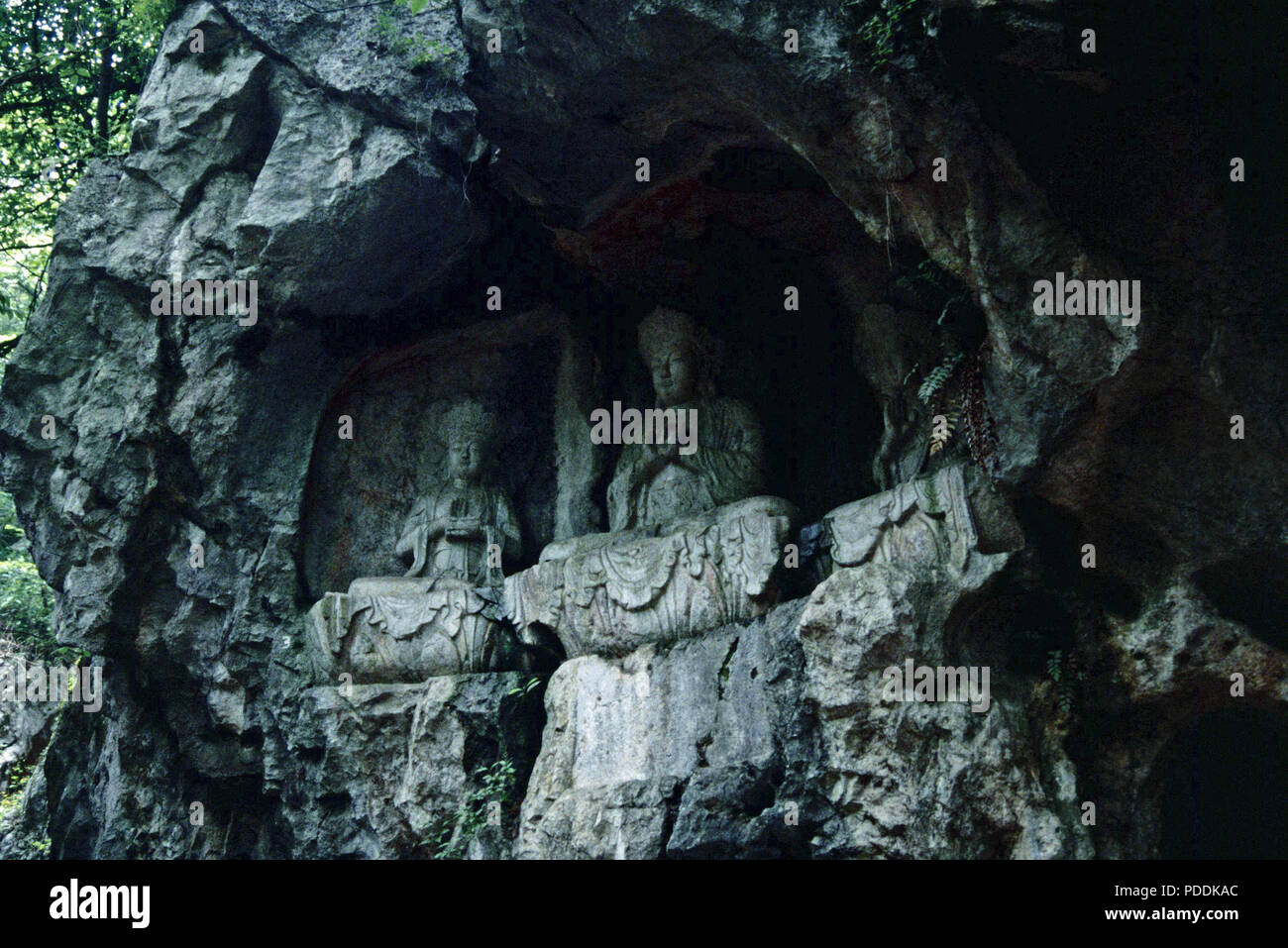 Rock reliefs,carvings,Lingyin Temple,Hangzhou,China Stock Photo