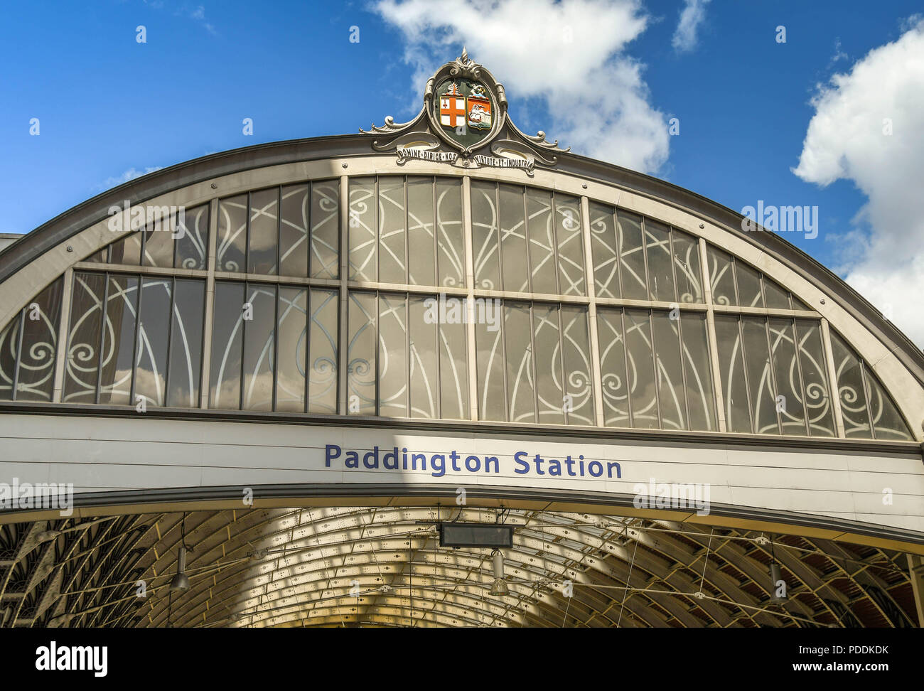 Close up view of the original canopy above the entrance to London