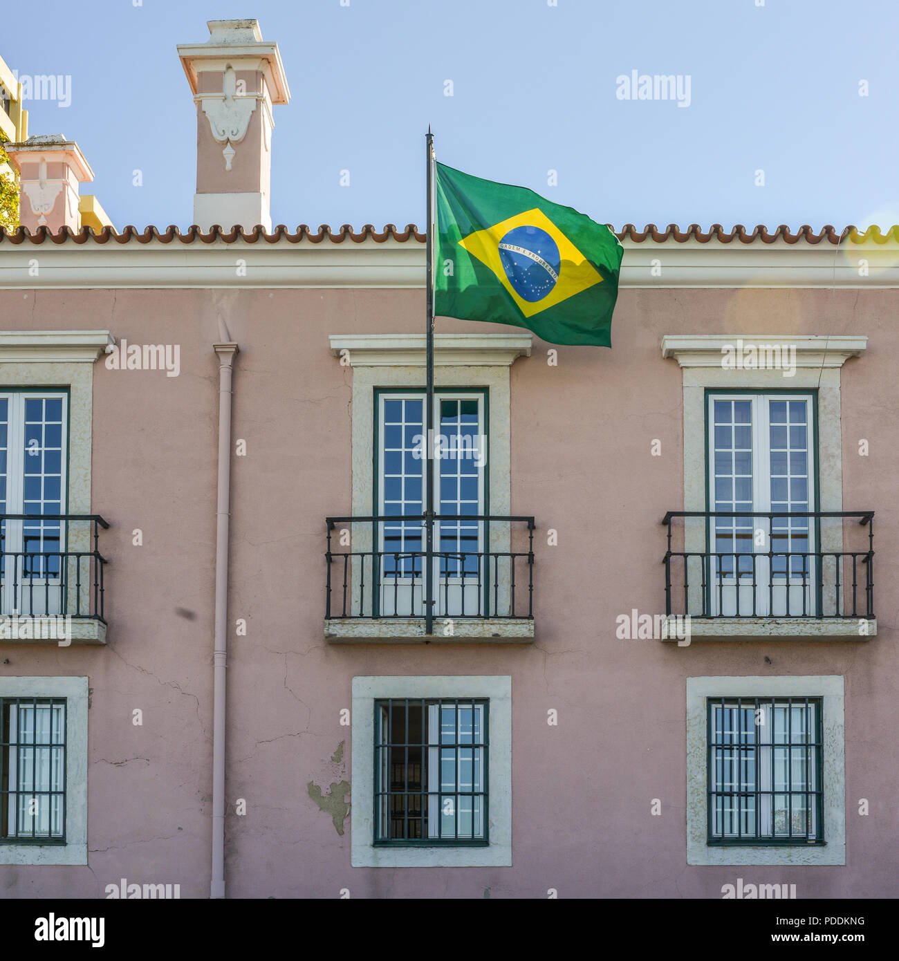 Outside facade of the Brazilian embassy in Lisbon, Portugal Stock Photo