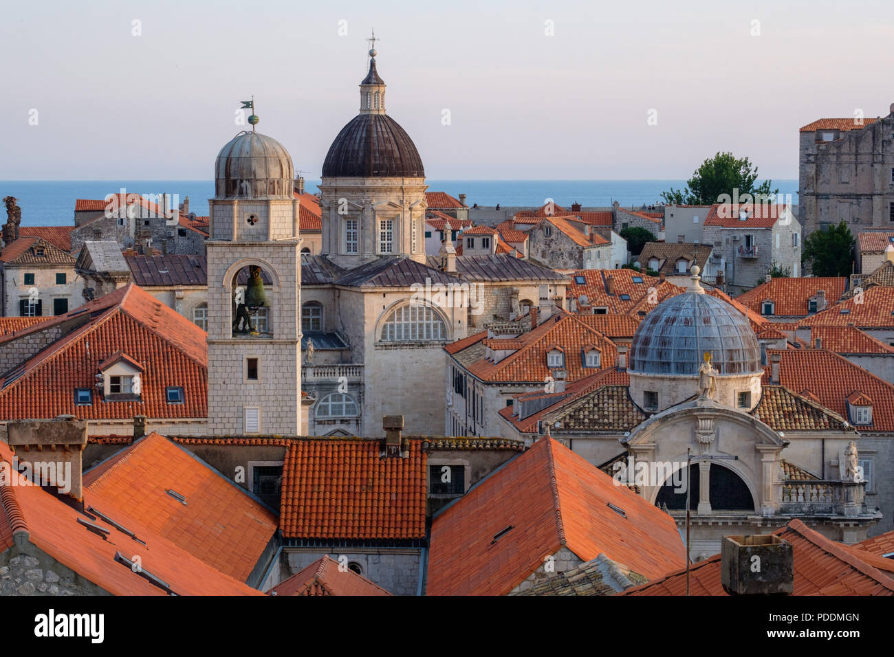 Aerial view of the Assumption Cathedral in Dubrovnik, Croatia, Europe Stock Photo