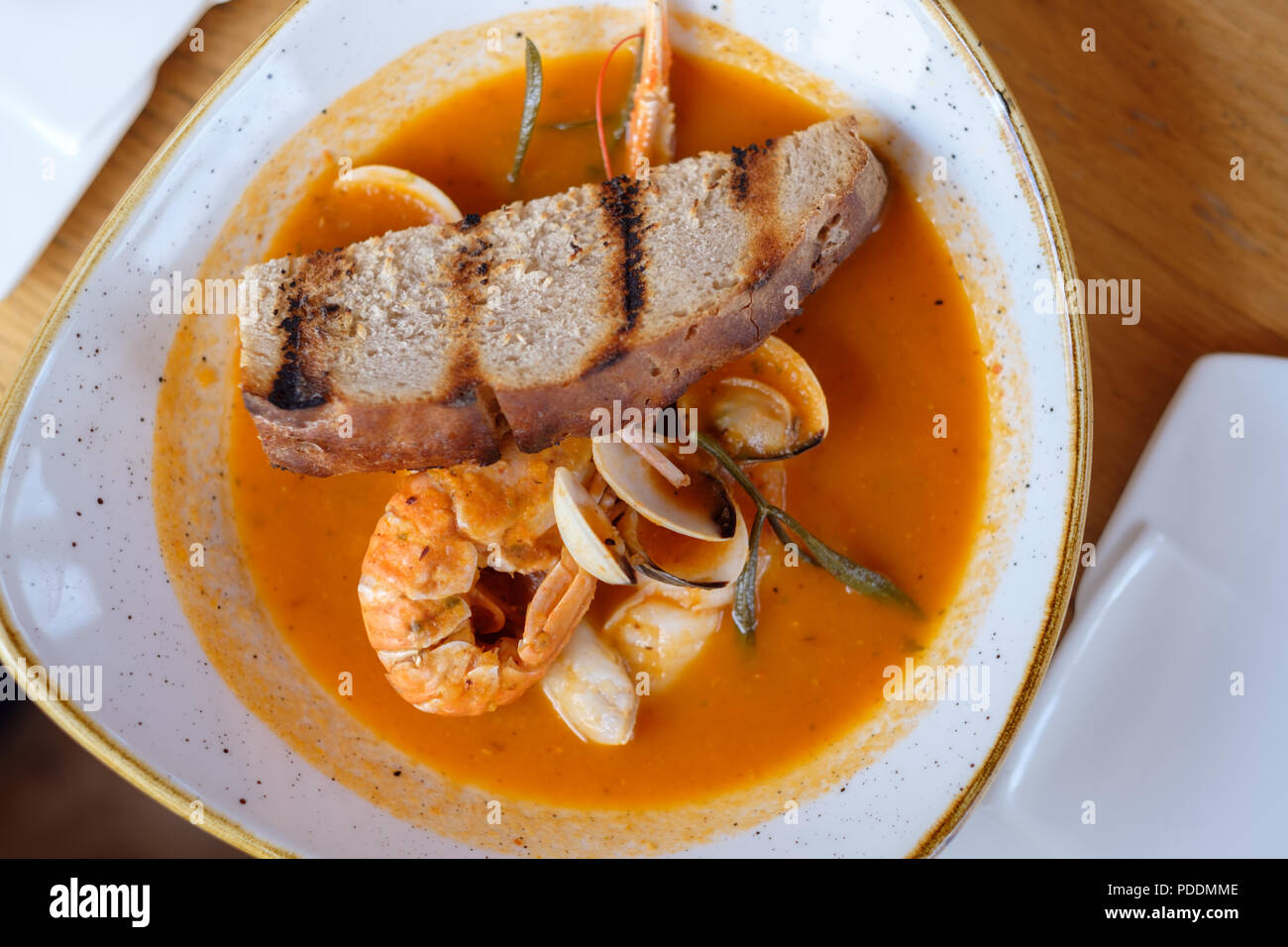 Seafood dish at restaurant BOWA, Sipan island, Elafiti islands, Croatia Stock Photo