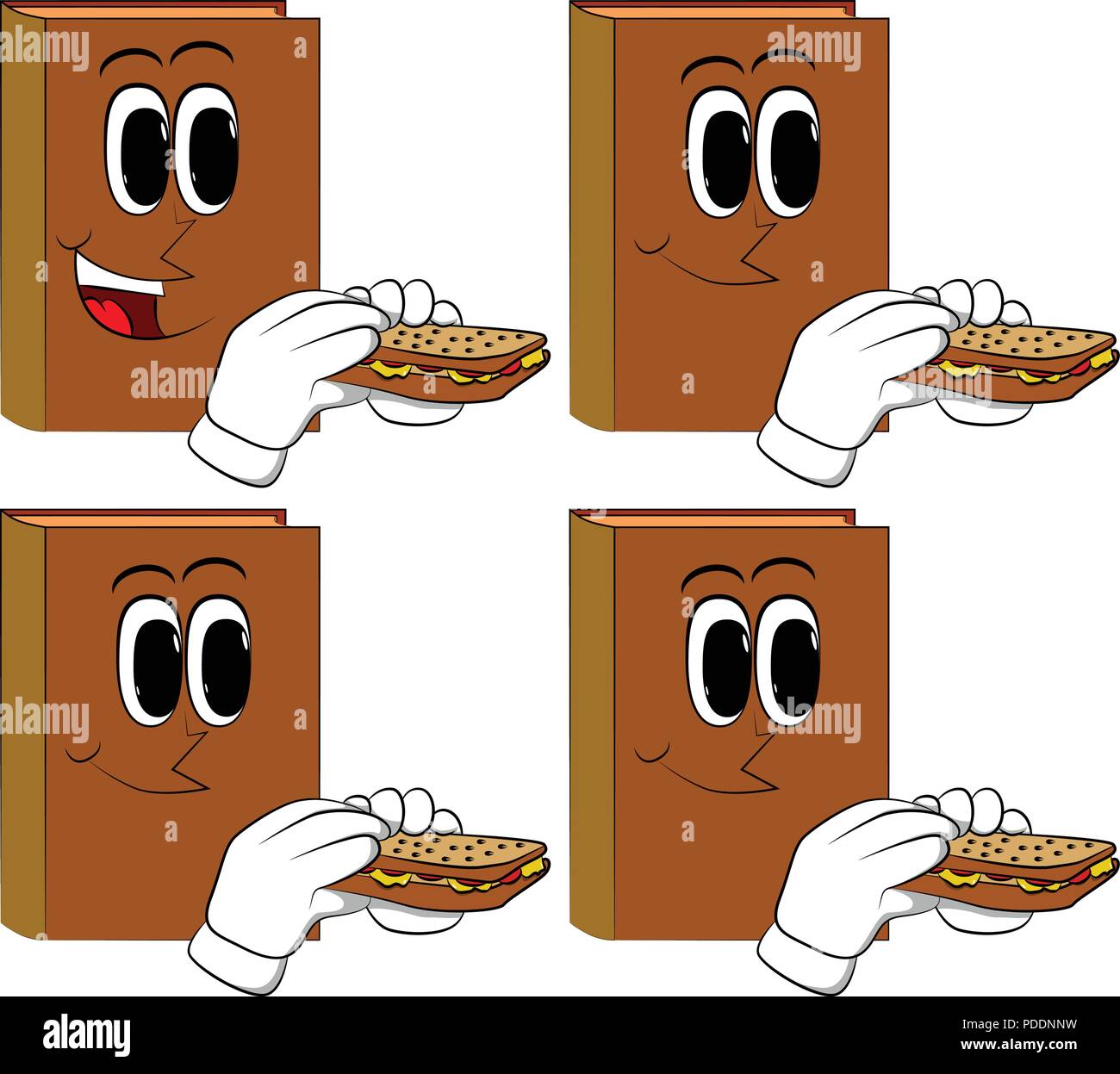 Books eating a sandwich. Cartoon book collection with happy faces.  Expressions vector set Stock Vector Image & Art - Alamy