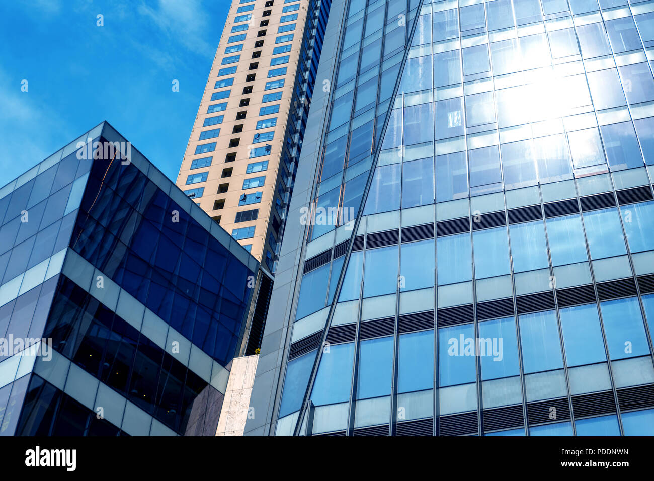 Bottom up view of Modern office building Stock Photo
