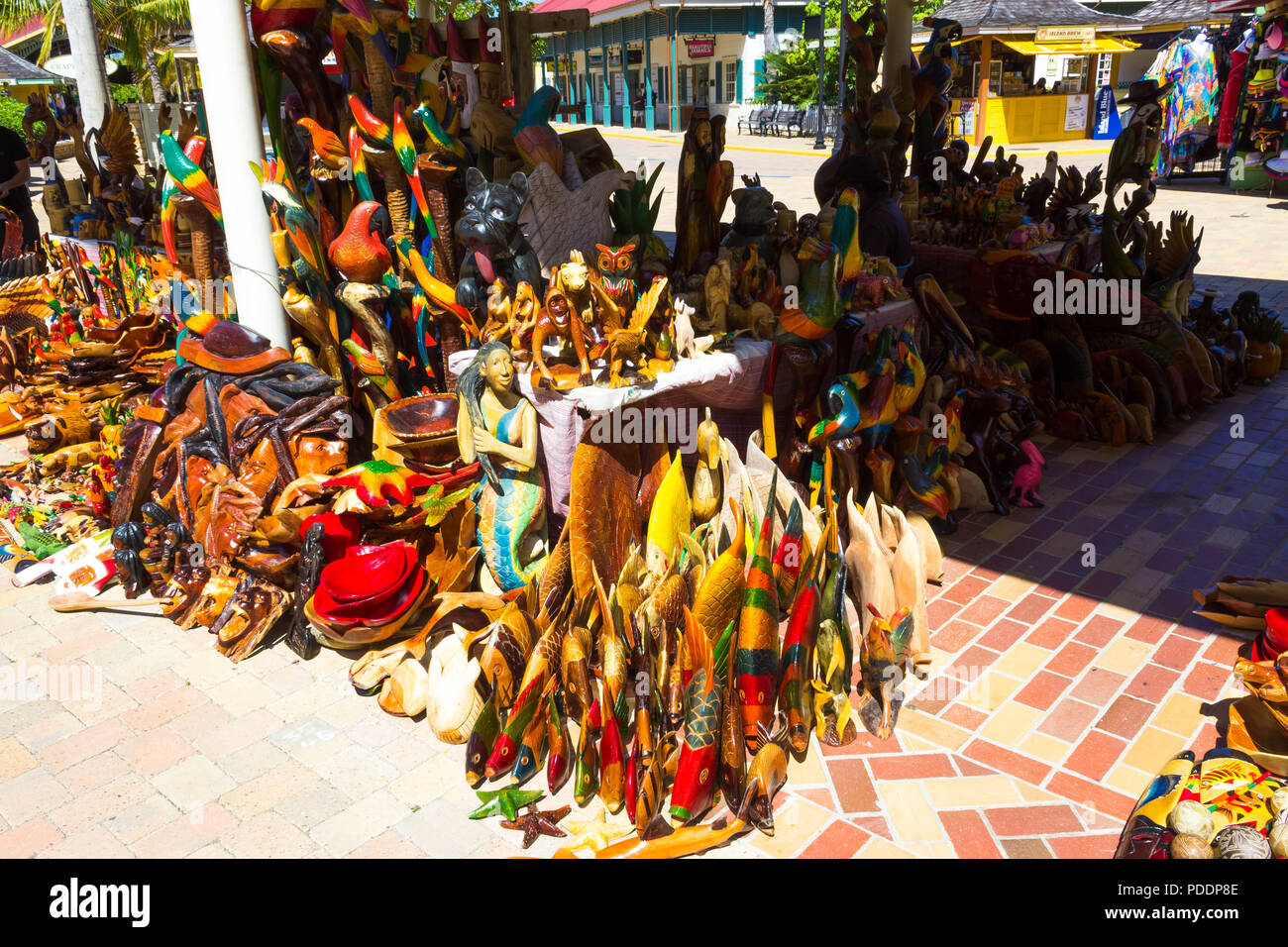Falmouth, Jamaica May 02, 2018 Street vendors selling souvenir to