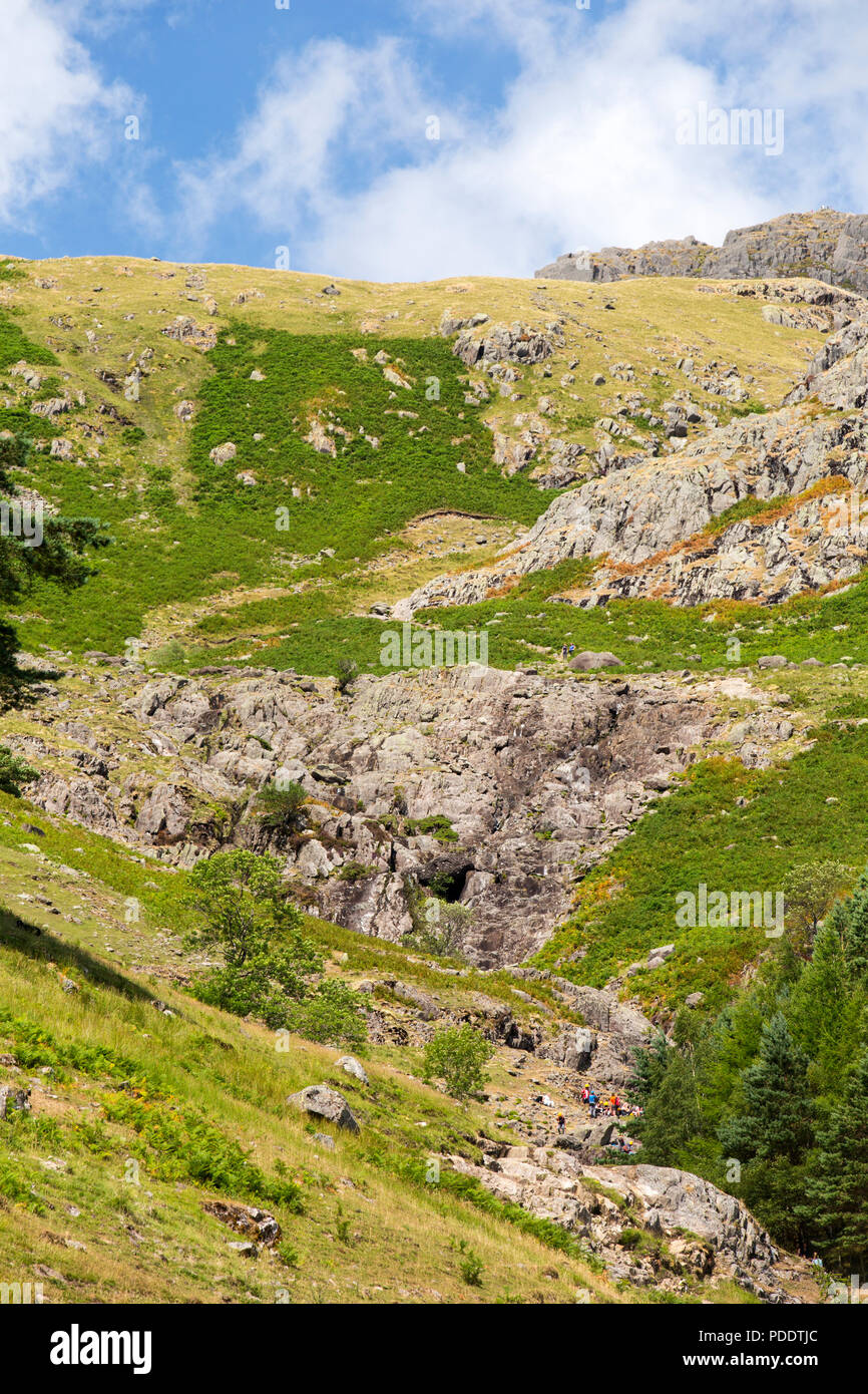 Stickle Ghyll Langdale, Lake District, UK, dried up in the drought like conditions of summer 2018. Stock Photo