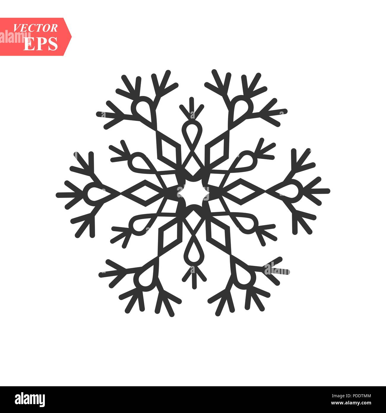 Snowflake icon. Flat vector illustration in black on white background ...