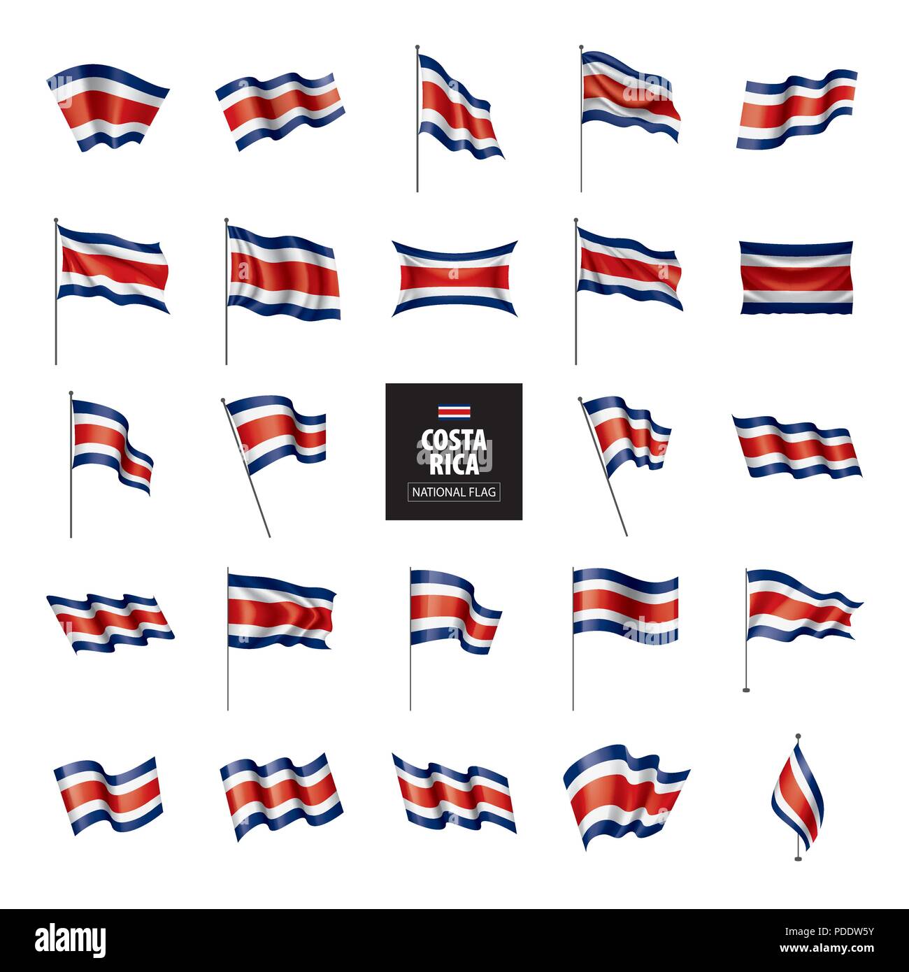 Costa Rica flag, vector illustration on a white background Stock Vector ...