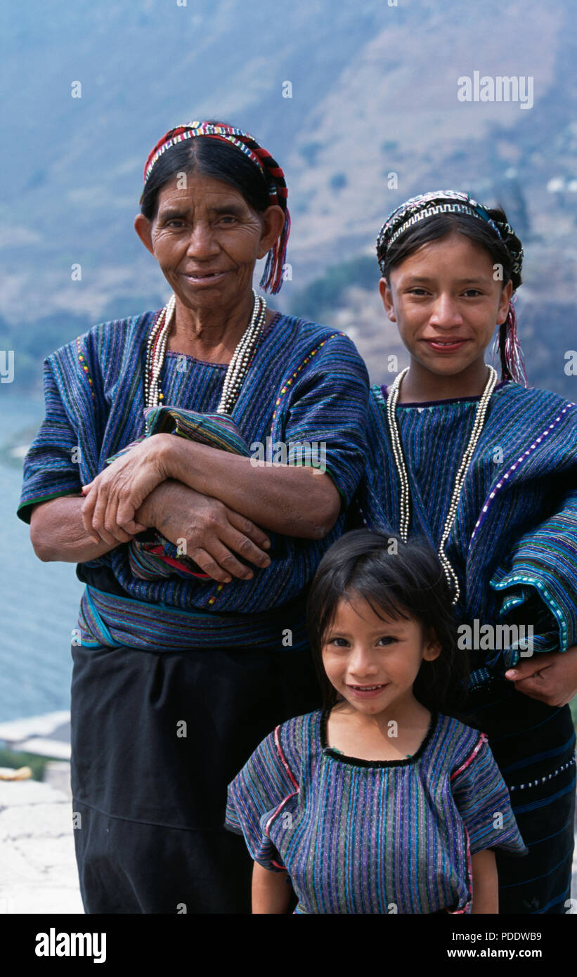 Kaqchikel Maya ladies at San Antonio Palopo, Lake Atitlan, Guatemala         FOR EDITORIAL USE ONLY Stock Photo