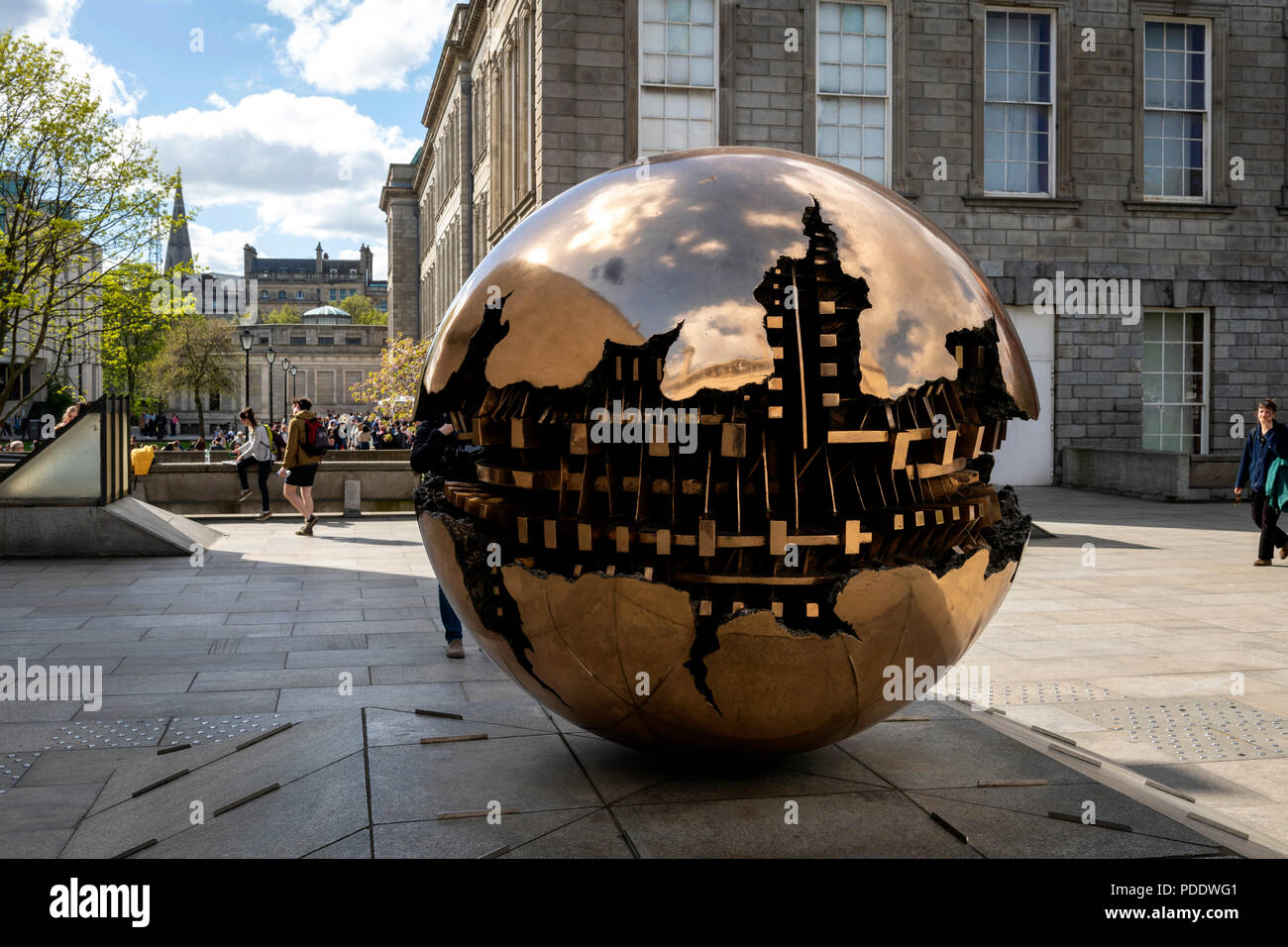 Sphere Within Sphere sculpture in Trinity college Stock Photo